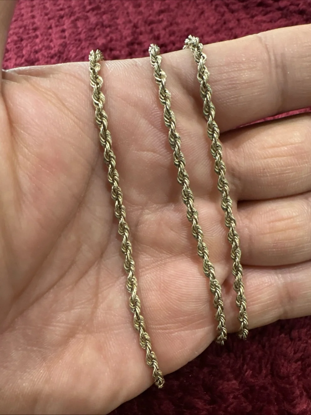 10K Yellow Gold Rope Chain Necklace 25” 3mm 3.5g Lobster Clasp Repaired